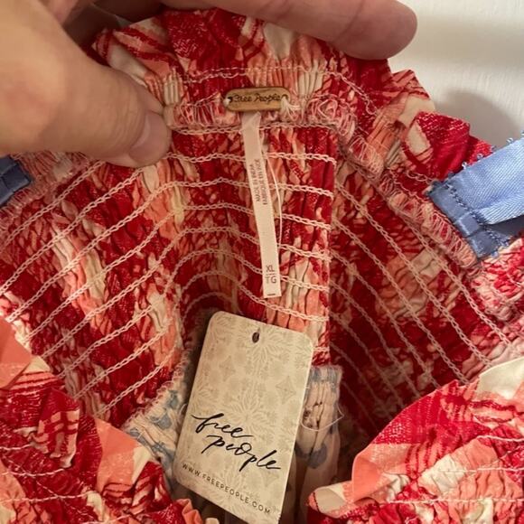 Free People Bluebell Maxi - Cherry Combo - XL Boho Cottageore Prairie Feminine - Picture 3 of 9